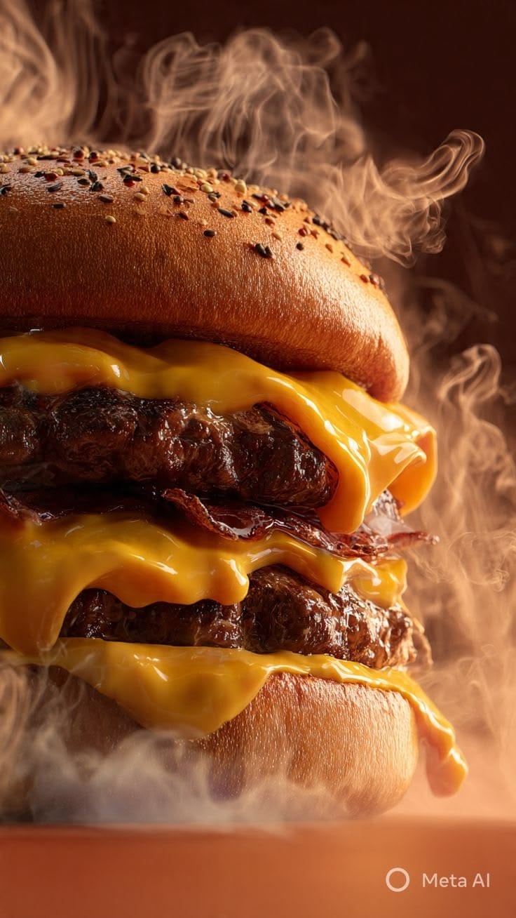 Street Munch Cheeseburger — sıcak, buharlı, bol malzemeli
