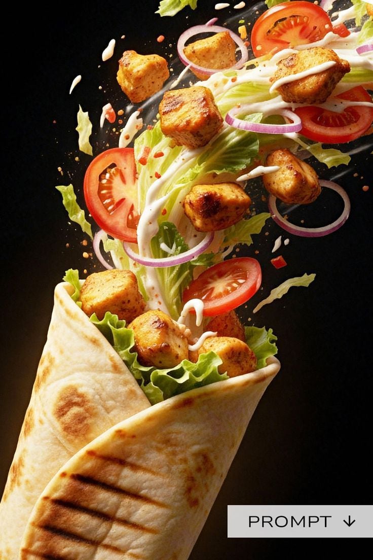 Street Munch Chicken Wrap — taze malzemeler, ince yufka